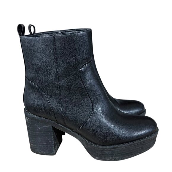 Cushionaire Festival Black Square Toe Block Heel Platform Ankle Boots Size 8 - Picture 3 of 10